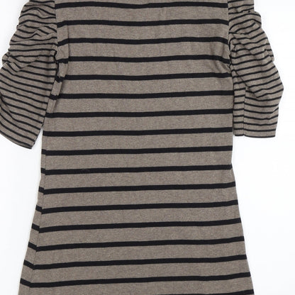 M&Co Womens Brown Striped  Shift  Size S