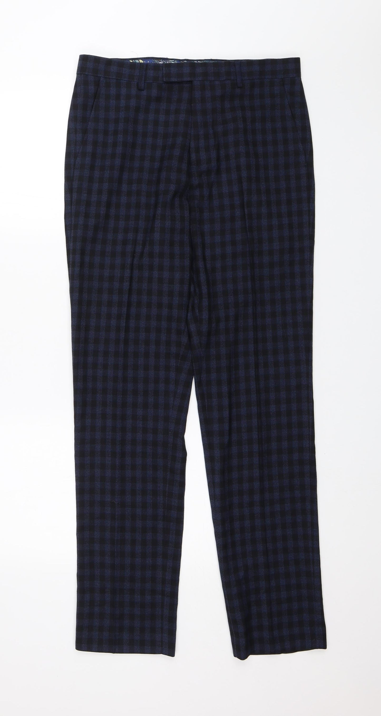Harry Brown Mens Blue Plaid  Dress Pants Trousers Size 30 in L31 in