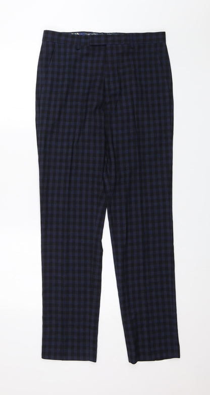 Harry Brown Mens Blue Plaid  Dress Pants Trousers Size 30 in L31 in