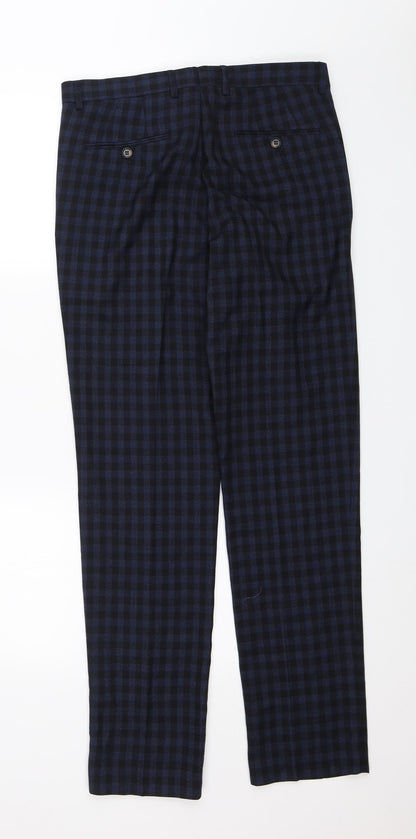 Harry Brown Mens Blue Plaid  Dress Pants Trousers Size 30 in L31 in