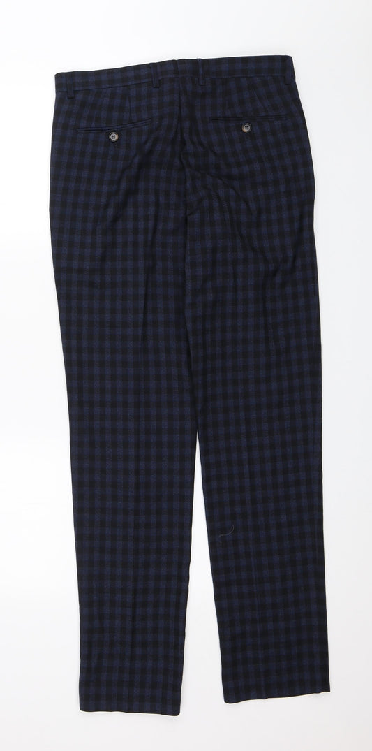 Harry Brown Mens Blue Plaid  Dress Pants Trousers Size 30 in L31 in