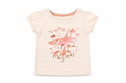 Nutmeg Baby Pink   Basic T-Shirt Size 12-18 Months  - Unicorn