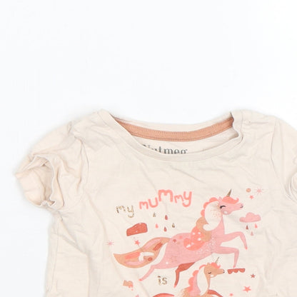 Nutmeg Baby Pink   Basic T-Shirt Size 12-18 Months  - Unicorn