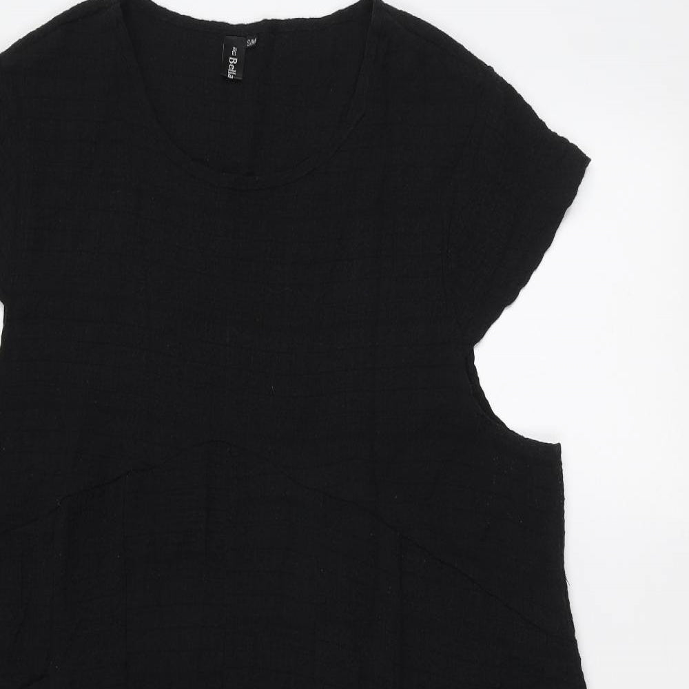 Womens UK Size M Bella Black Basic T-Shirt