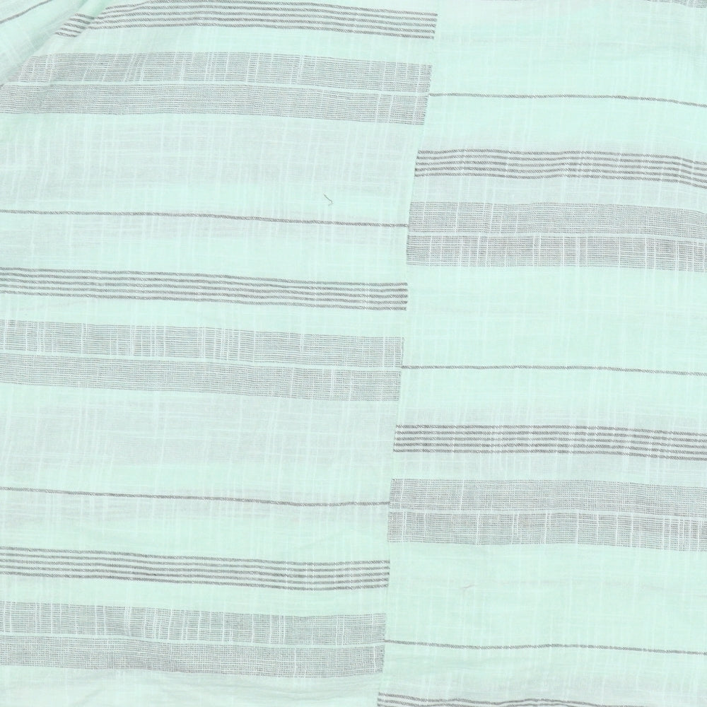 ALEXARA Womens Green Striped  Basic T-Shirt Size M