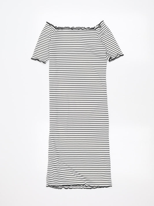 PRETTYLITTLETHING Womens White Striped  A-Line  Size 4