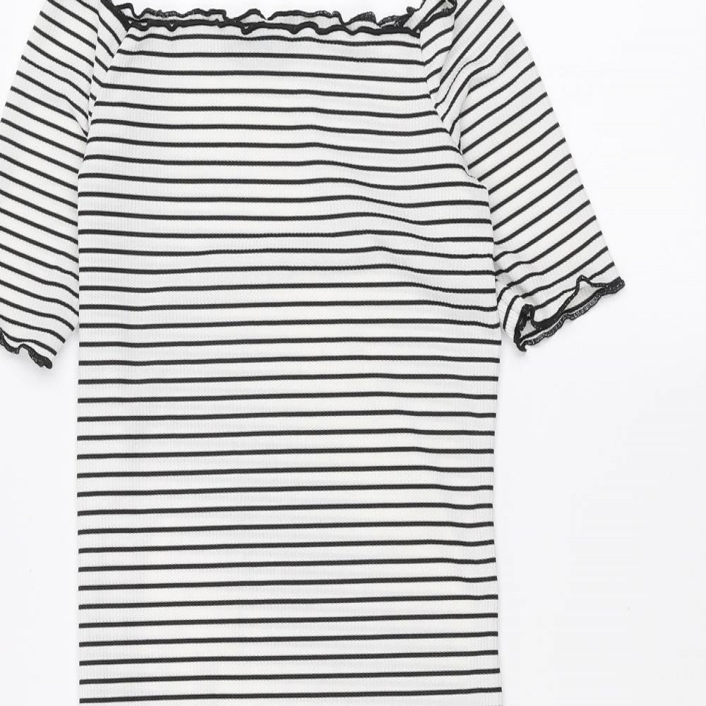 PRETTYLITTLETHING Womens White Striped  A-Line  Size 4