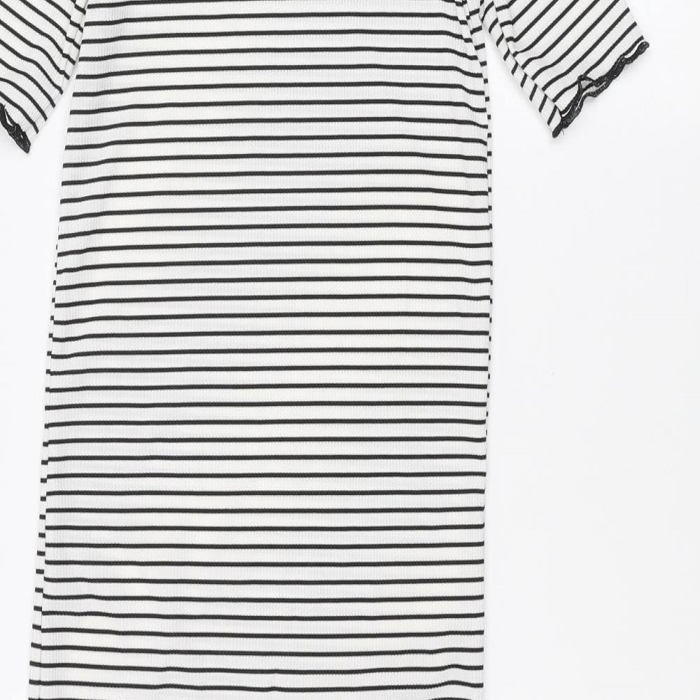 PRETTYLITTLETHING Womens White Striped  A-Line  Size 4