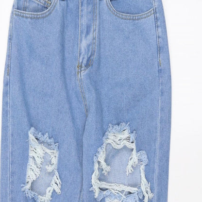 SheIn Womens Blue  Denim Straight Jeans Size S L25 in