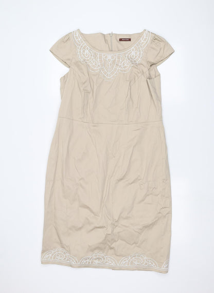 Womens UK Size 16 Savoir Beige Basic T-Shirt