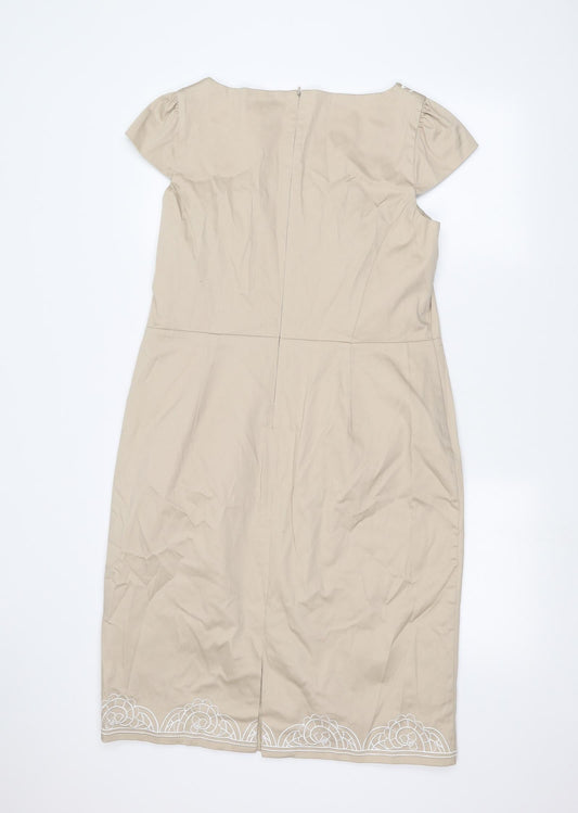Womens UK Size 16 Savoir Beige Basic T-Shirt