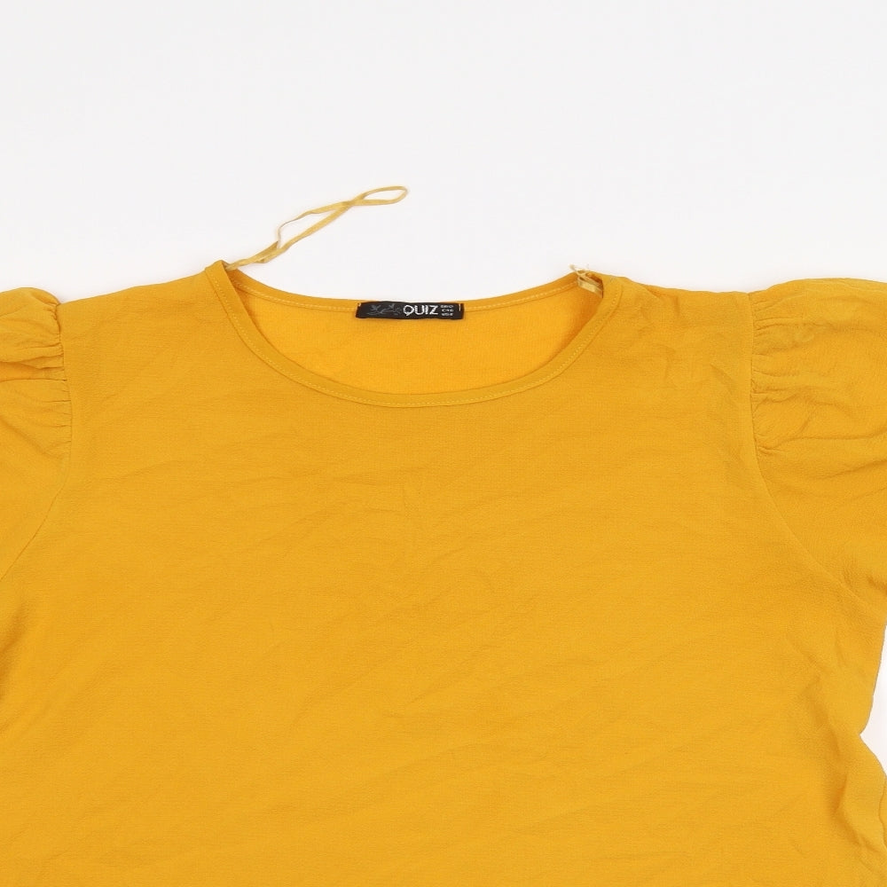Womens UK Size 12 Quiz Yellow Basic Blouse