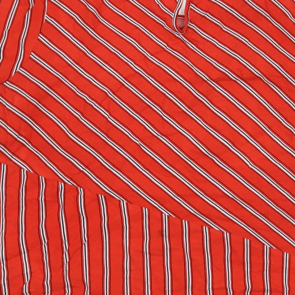 TU Womens Red Striped  Basic T-Shirt Size 14