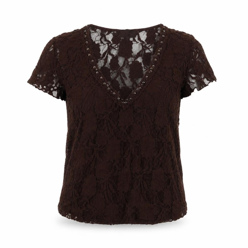Womens UK Size M Sky designs Brown Basic T-Shirt