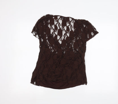 Womens UK Size M Sky designs Brown Basic T-Shirt