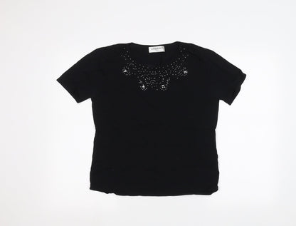 Womens UK Size L JUST ELEGANCE Black Basic T-Shirt