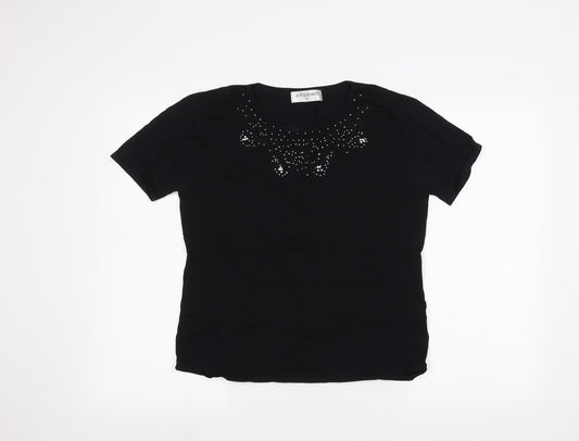Womens UK Size L JUST ELEGANCE Black Basic T-Shirt