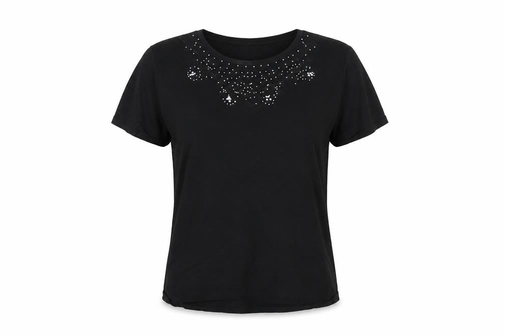 Womens UK Size L JUST ELEGANCE Black Basic T-Shirt