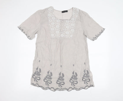 Womens UK Size M JUST ELEGANCE Grey Basic T-Shirt