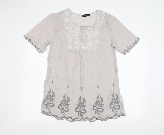 Womens UK Size M JUST ELEGANCE Grey Basic T-Shirt