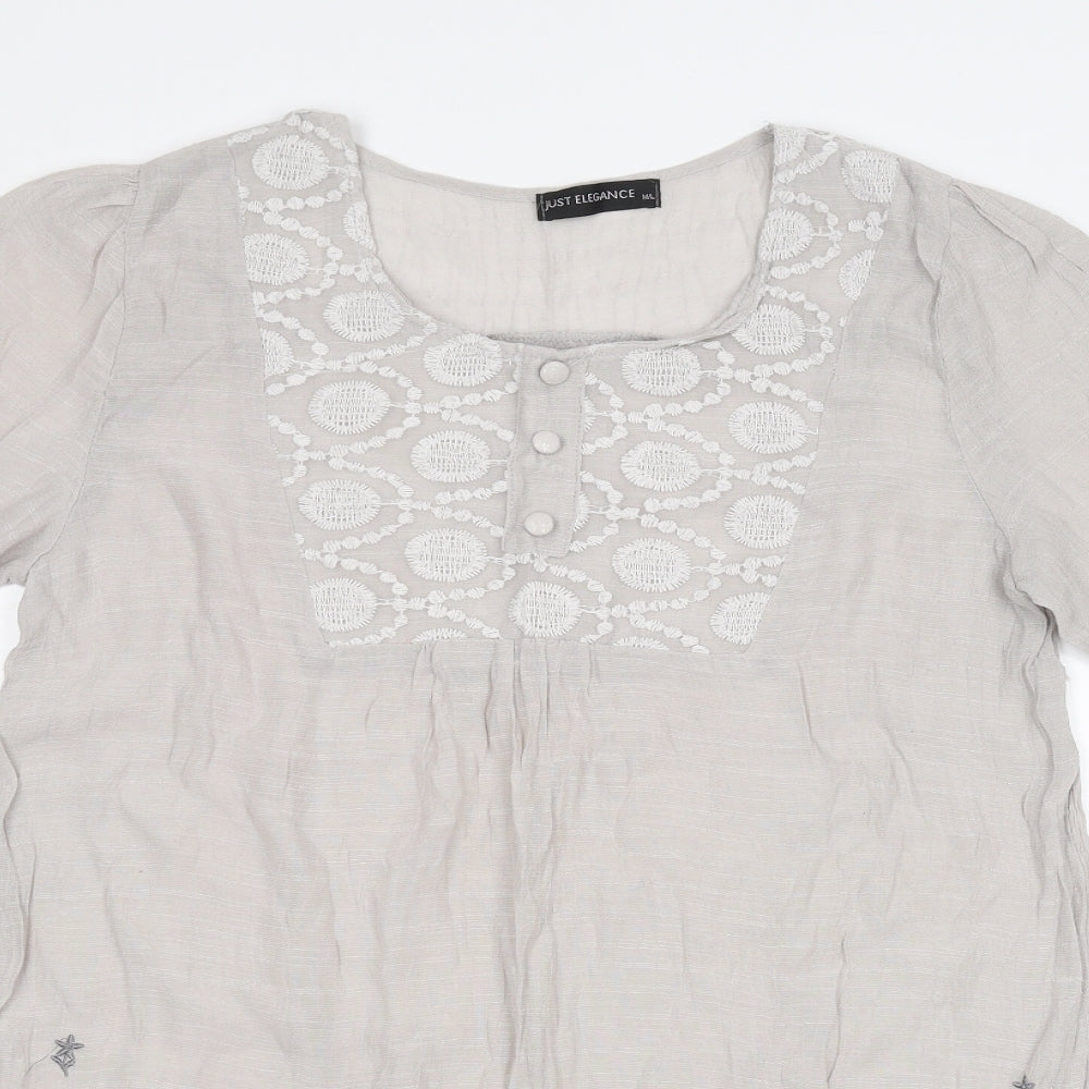 Womens UK Size M JUST ELEGANCE Grey Basic T-Shirt