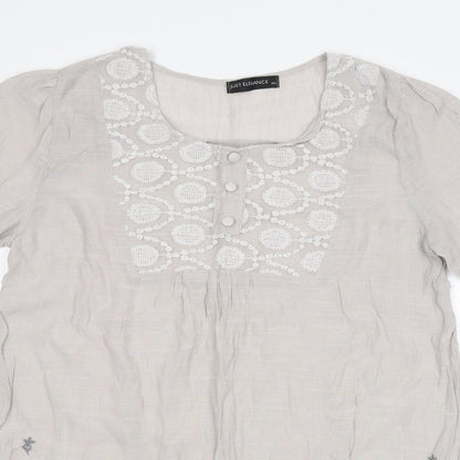 Womens UK Size M JUST ELEGANCE Grey Basic T-Shirt