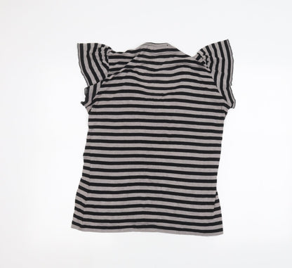 Womens UK Size L BASSINI Grey Basic T-Shirt