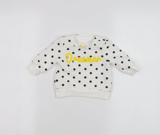 Primark Baby White Polka Dot  Pullover Jumper Size 3-6 Months