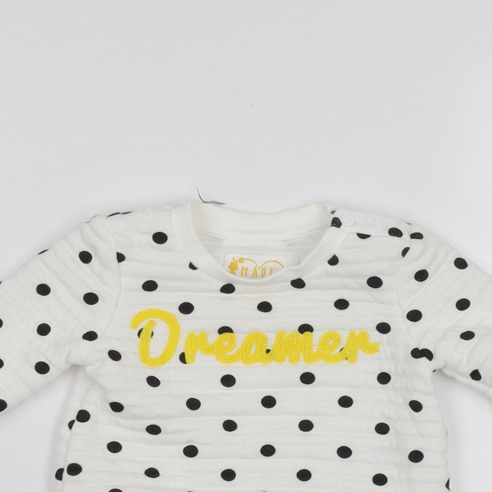 Primark Baby White Polka Dot  Pullover Jumper Size 3-6 Months
