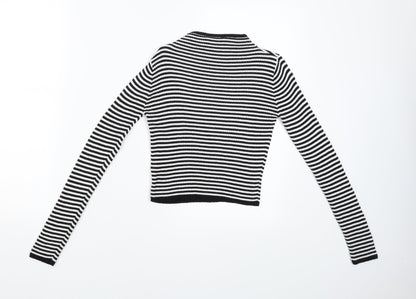 Miss Girls Black Striped  Pullover Jumper Size 9-10 Years