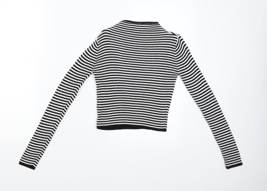 Miss Girls Black Striped  Pullover Jumper Size 9-10 Years