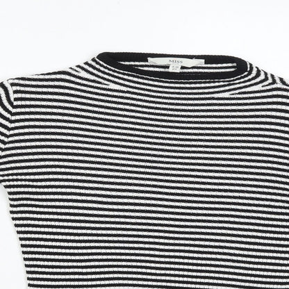 Miss Girls Black Striped  Pullover Jumper Size 9-10 Years