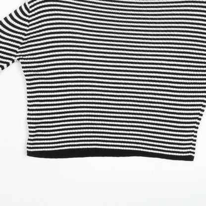 Miss Girls Black Striped  Pullover Jumper Size 9-10 Years