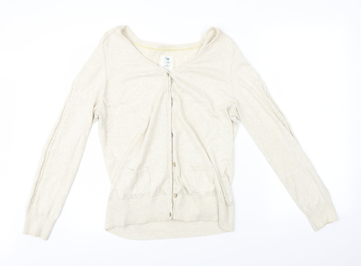 Womens UK Size 16 Preworn Beige Cardigan Jumper