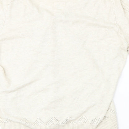 Womens UK Size 16 Preworn Beige Cardigan Jumper
