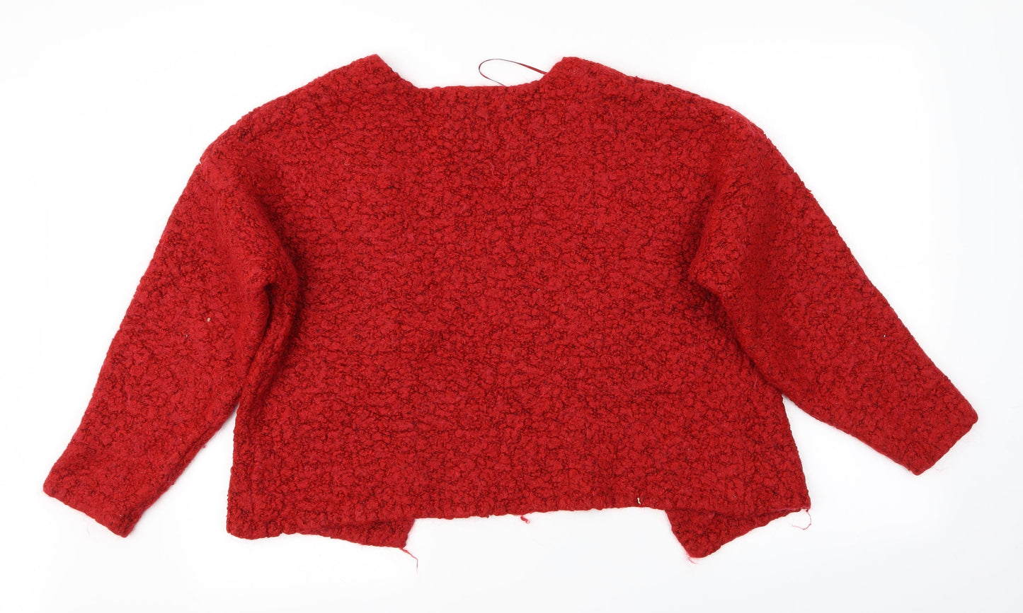 Womens UK Size M New Look Red Full Zip Jumper