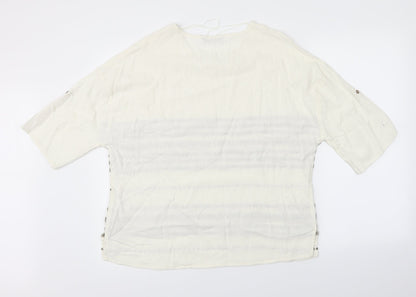 Womens UK Size M Viz A Viz White Basic Blouse