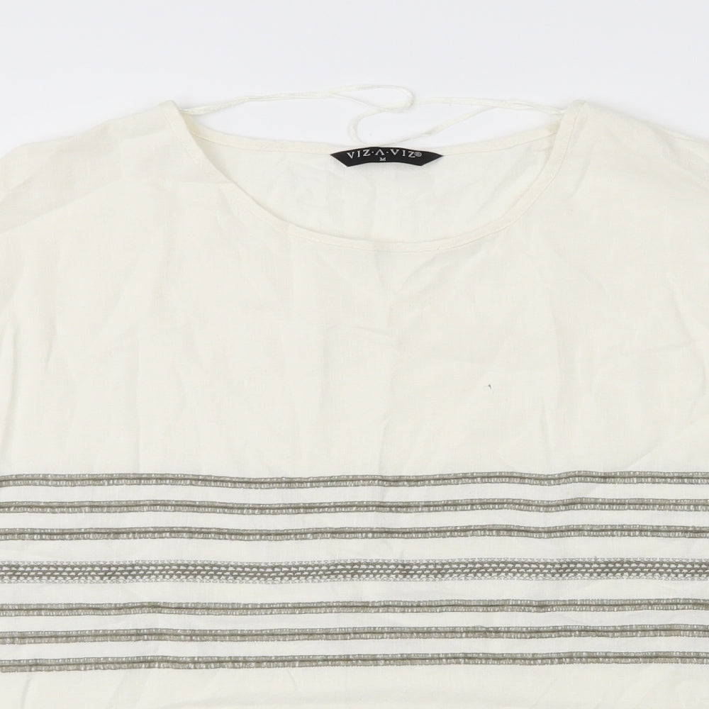 Womens UK Size M Viz A Viz White Basic Blouse