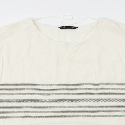 Womens UK Size M Viz A Viz White Basic Blouse