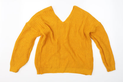 SheIn Womens Yellow  Knit Pullover Jumper Size L
