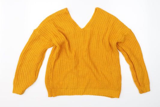 SheIn Womens Yellow  Knit Pullover Jumper Size L