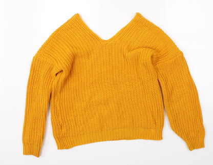 SheIn Womens Yellow  Knit Pullover Jumper Size L