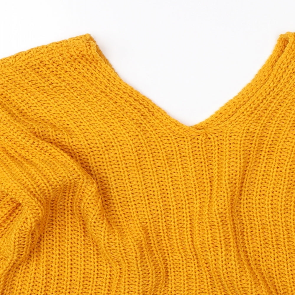 SheIn Womens Yellow  Knit Pullover Jumper Size L