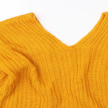 SheIn Womens Yellow  Knit Pullover Jumper Size L