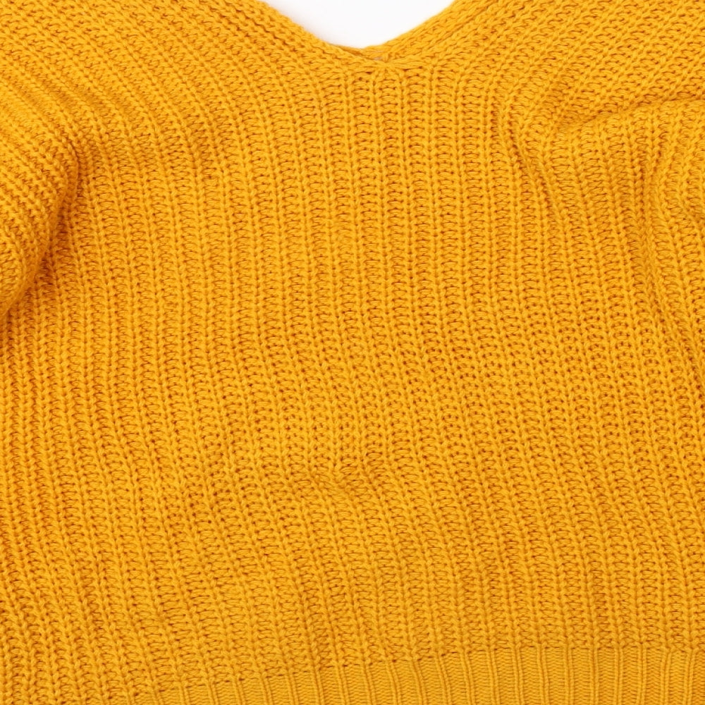 SheIn Womens Yellow  Knit Pullover Jumper Size L
