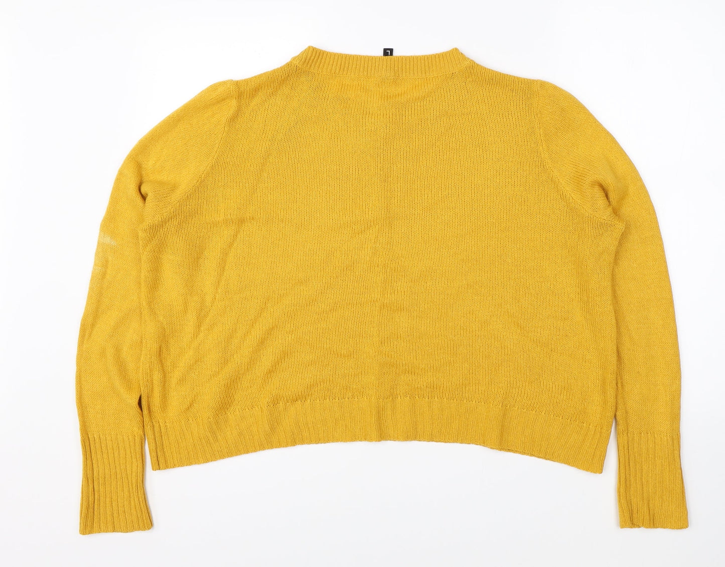 Womens UK Size L Divided Yellow Pullover Jumper