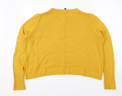 Womens UK Size L Divided Yellow Pullover Jumper