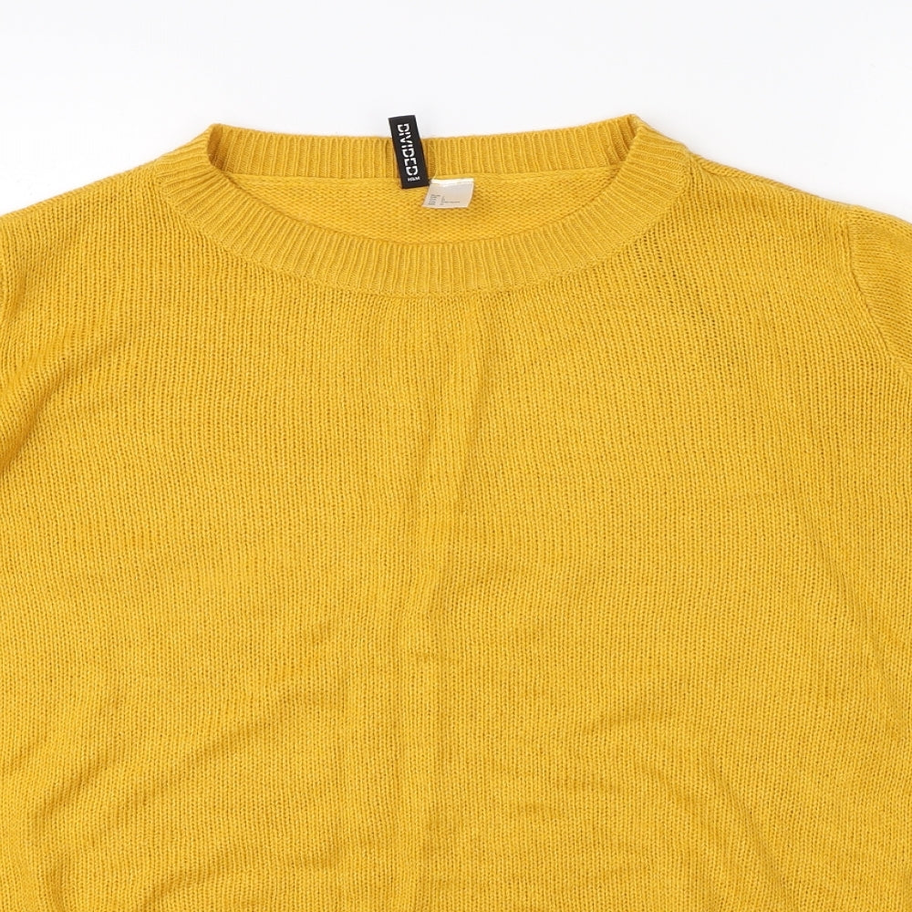 Womens UK Size L Divided Yellow Pullover Jumper