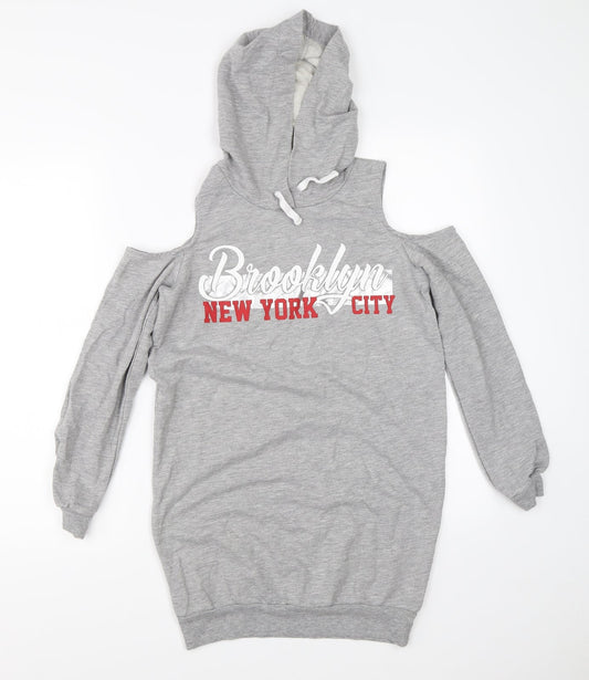 Select Girls Grey   Pullover Hoodie Size 12-13 Years  - open shoulders