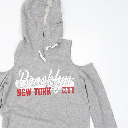 Select Girls Grey   Pullover Hoodie Size 12-13 Years  - open shoulders